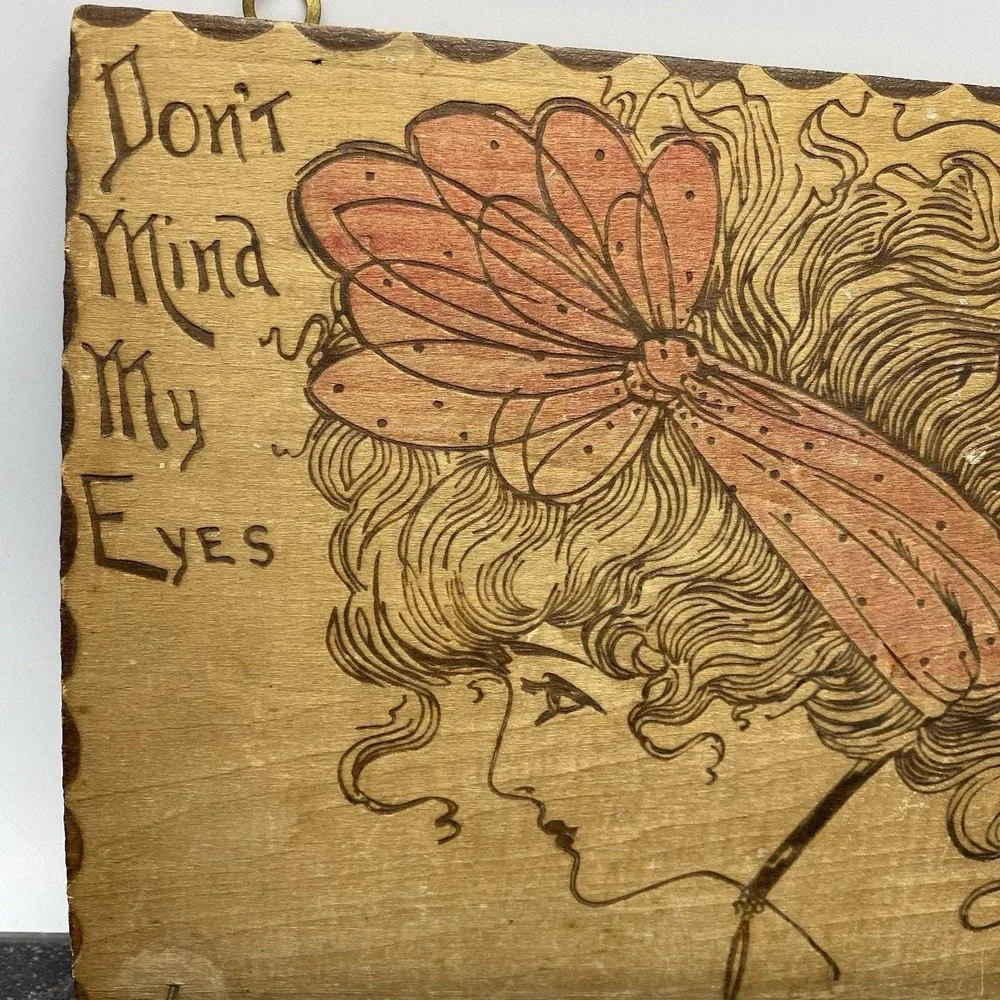 Vintage Pyrography Tie Rack Gibson Girl 
